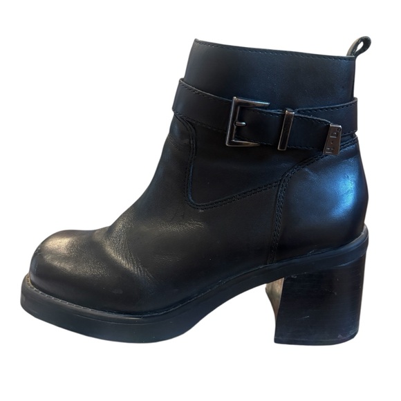 Harley Davidson Chunky Heel Black Leather Chelsea Boots - Picture 3 of 8